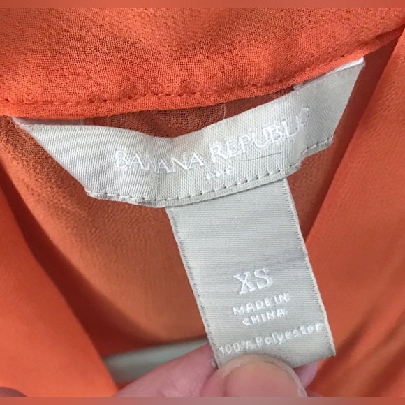 Banana Republic Orange Button Down Pussybow Blouse Size XS Secretary Geek Retro - Picture 2 of 4